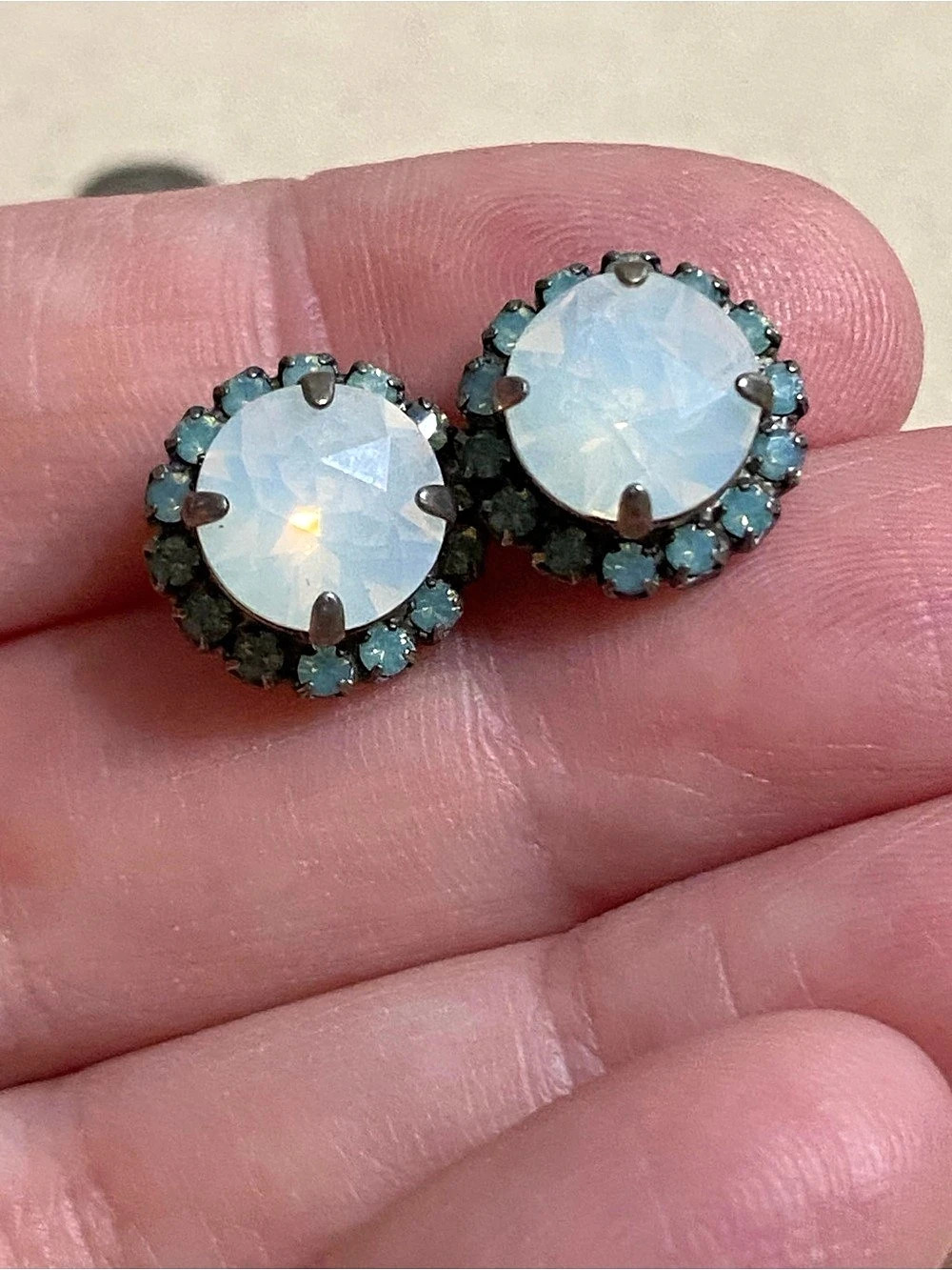VTG Blue Crystal Stud Earrings